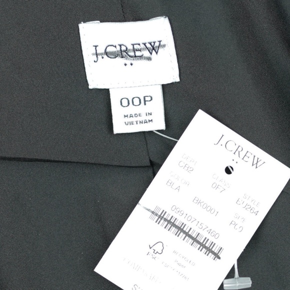 New JCREW Size 0 P 0P Petite Button-Neck City Coat in Black BU264 - Picture 5 of 5